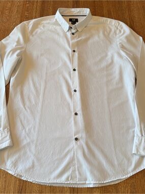 H&M Men's White Slim Fit Button-Down Shirt - Size Large